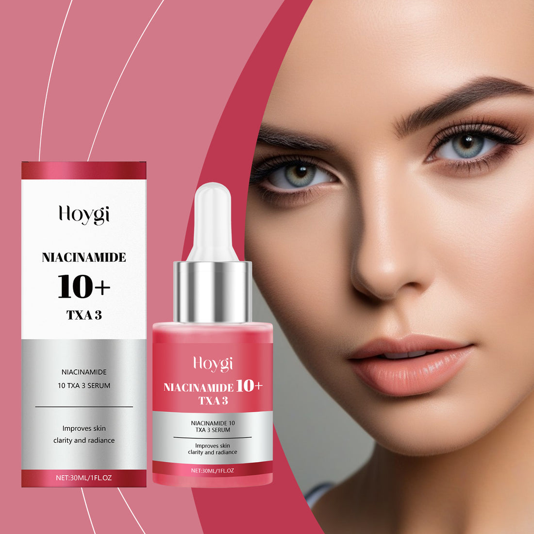 Hoygi Hyaluronic Acid Brightening Essence (Pink) Moisturizing And Moisturizing Deep Moisturizing, Firming And Improving Facial Skin Tone Essence